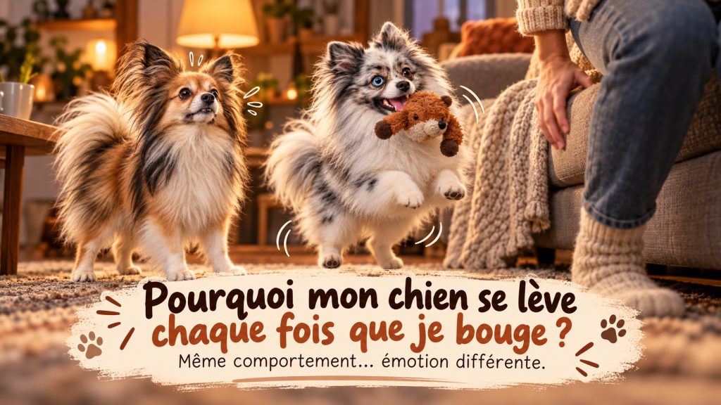 chien inquiet et chien qui veut jouer