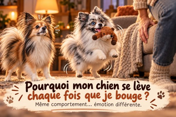 chien inquiet et chien qui veut jouer